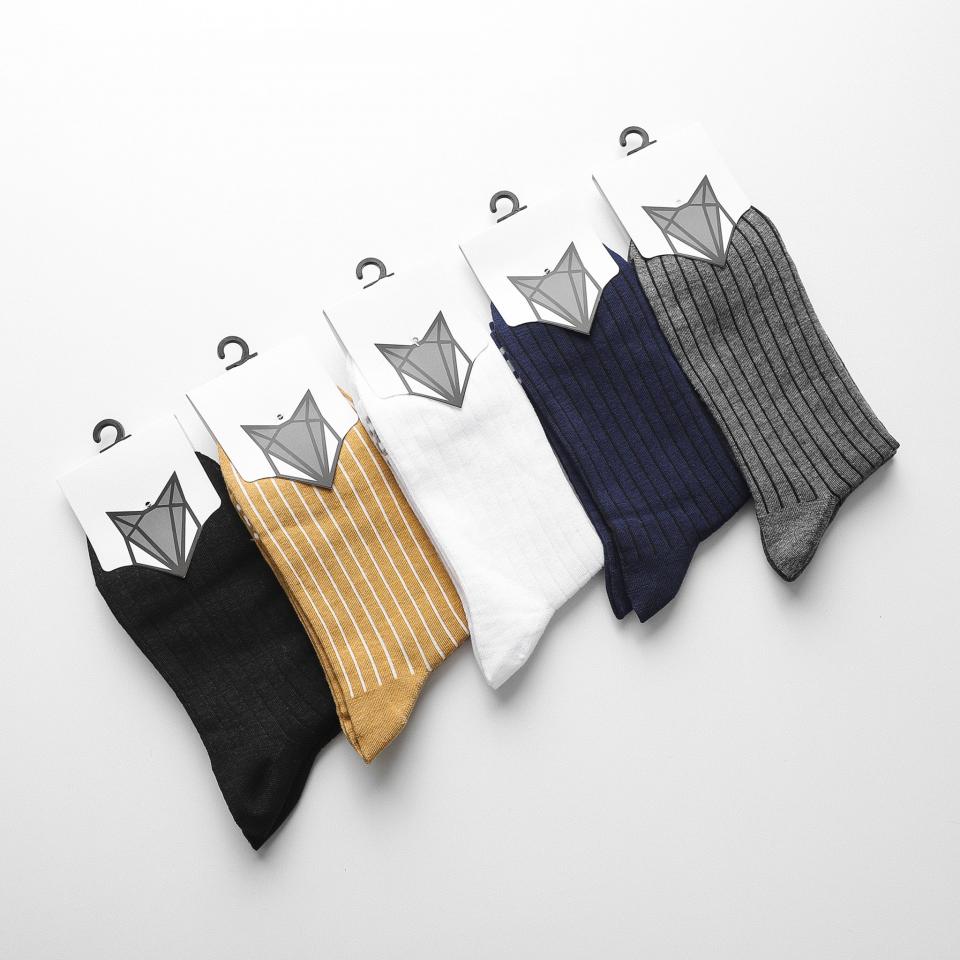 VỚ DÀI DEFOXX POLY COTTON CỔ SỌC 5 MÀU