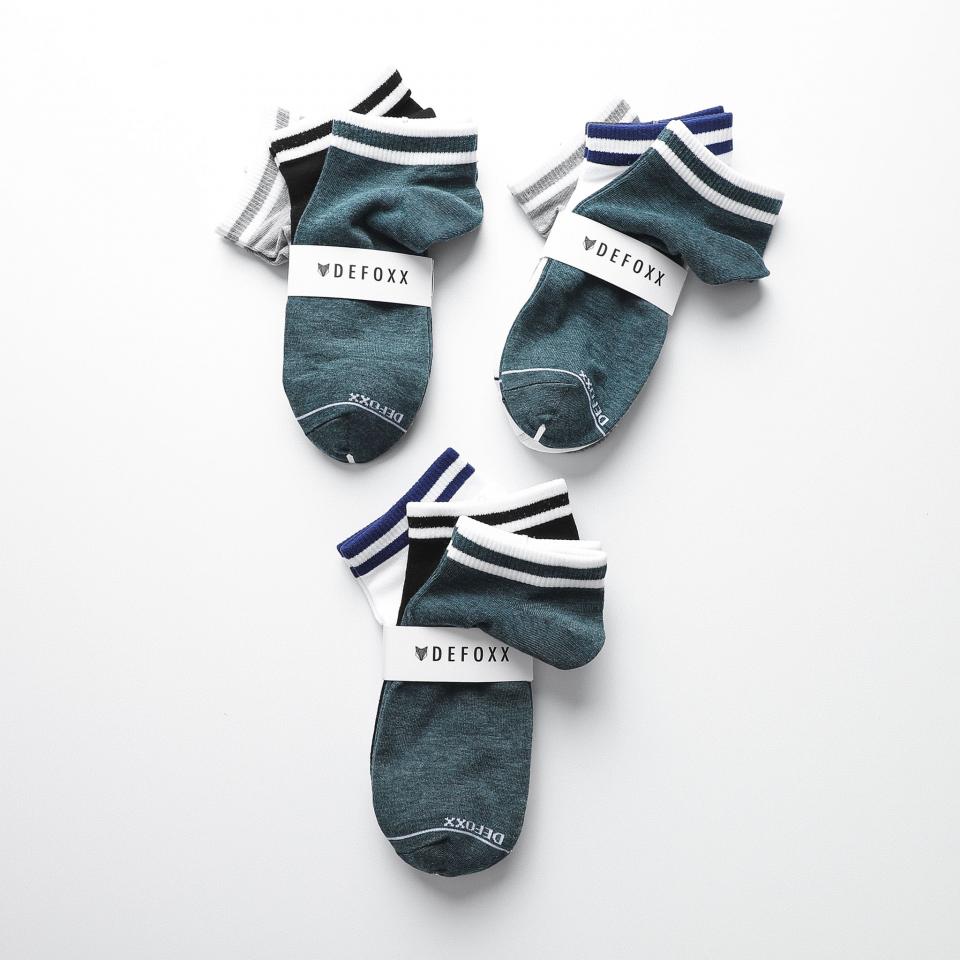 SET 3 ĐÔI VỚ NGẮN DEFOXX POLY COTTON CỔ SỌC