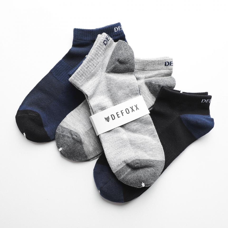 SET 3 ĐÔI VỚ NGẮN DEFOXX COTTON DỆT 2 MÀU