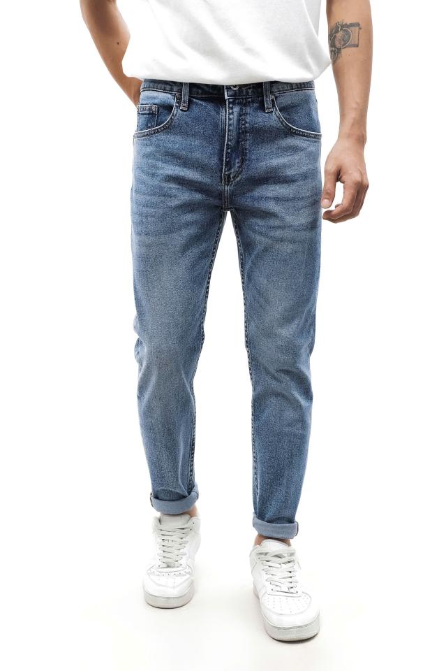 QUẦN JEAN SLIM FIT XANH WASH 241035