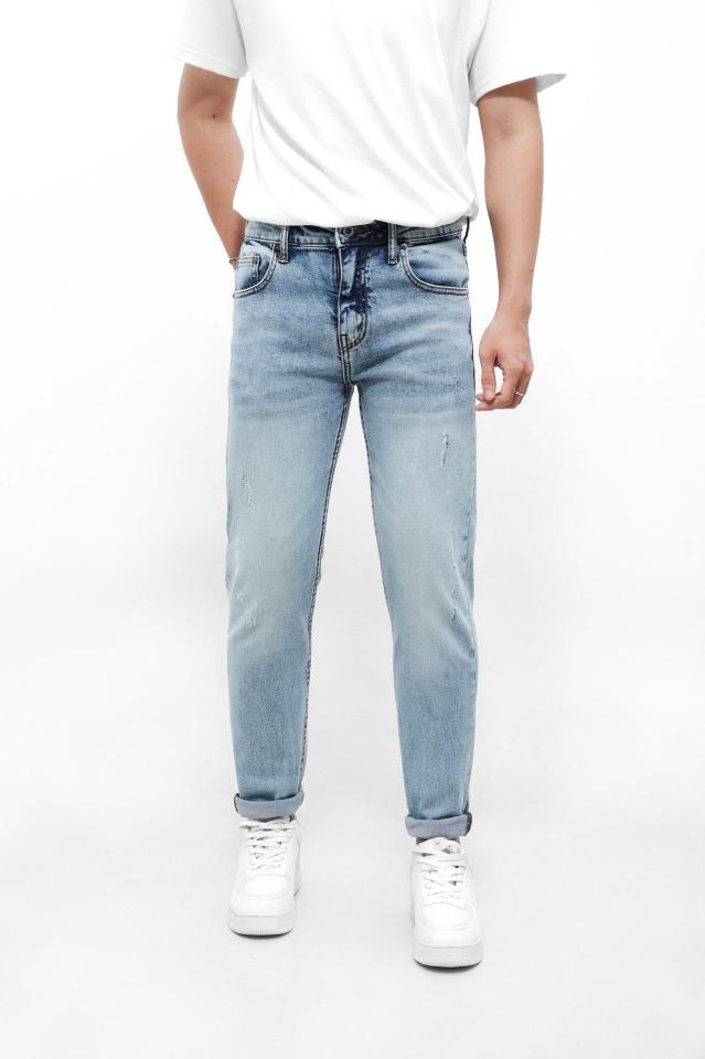 QUẦN JEAN SLIM FIT XANH NHẠT WASH 250406