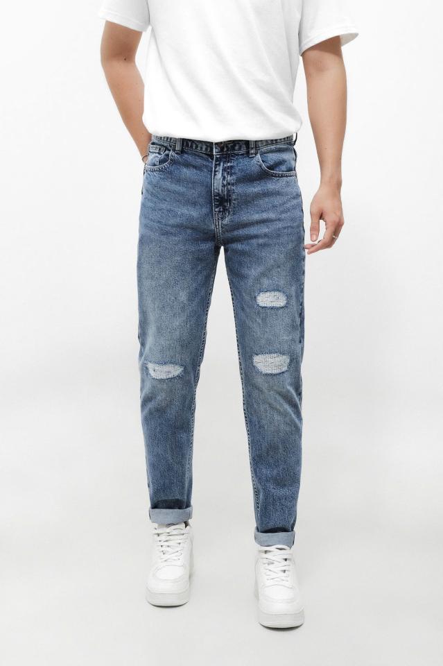 QUẦN JEAN SLIM FIT ZICZAC XANH WASH 250407