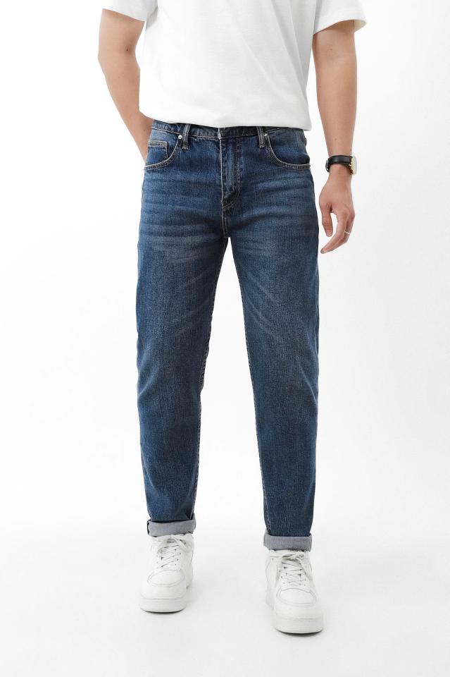 QUẦN JEAN SLIM FIT XANH WASH 250903